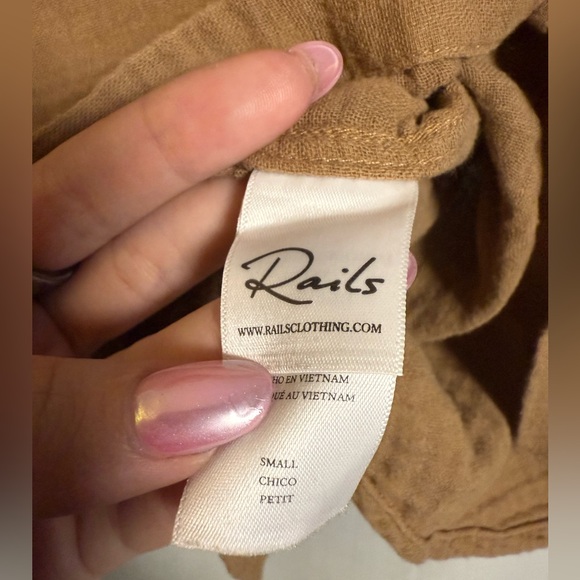 Rails Oversized Button Up Ellis Gauze Shirt in Toasted Coconut Tan Brown Small - Picture 9 of 11